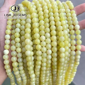 JD 4/6/8/10/12mm Natural Stone Beads Ice Lemon Jades Round Loose Spacer Beads For Jewelry Making