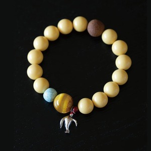 Braccialetto Benessere in Pietra Gialla Stile Moderno, Giada Birmana con Perle di Cristallo Placcate <span class=keywords><strong>Oro</strong></span> 10mm, Perle di Incenso Tibetano per Uso Quotidiano - Product Image 4