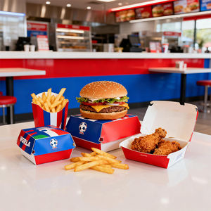 Caja de Papel para Alimentos Resistente y a Prueba de Fugas, Tamaño Personalizado, para <span class=keywords><strong>Hamburguesas</strong></span>, Papas Fritas, Pollo, Pizza, Ensaladas, Barras de Aperitivos <span class=keywords><strong>del</strong></span> <span class=keywords><strong>Mundial</strong></span> - Product Image 2