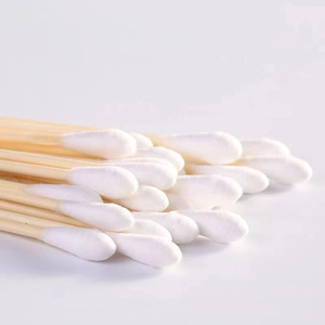 Hisopos de algodón médicos Kangmeizhi, 200 unidades, 12 cm, estériles, de una sola cabeza, de bambú, para desinfección y cuidado de heridas - Product Image 3