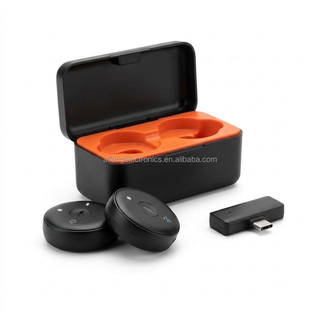 Magnetic Wireless Lavalier Microphone Mini Button Design Dual Mic Type C Receiver with Charging Case for Android iPhone TikTok