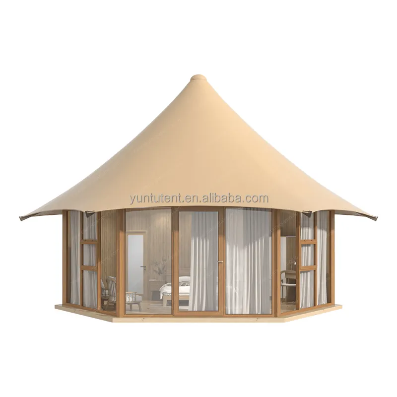 Lusso esterno in vetro Hotel Glamping Safari tenda con bagno per Eco Resort tended Lodge