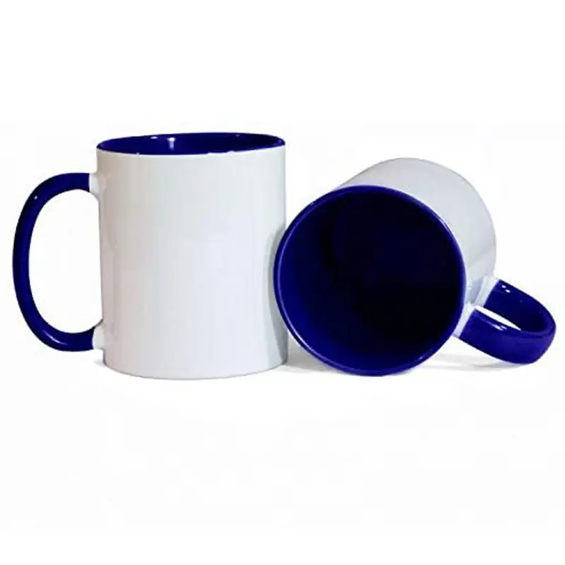 Diswashable Microwave Safe 11 ounce Ceramic Blank Dye Sublimation Coated Inner & Rim Color Royal Blue Ceramic Mug
