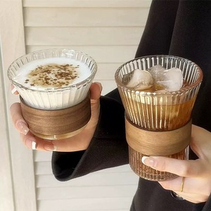 แก้วกาแฟทรงเอคอร์เดียนแบบมีหูจับ, แก้วกาแฟแบบแขวนหู, แก้วลาเต้อเมริกาโนแบบเย็นพร้อมลายศิลปะ, แก้วชาพร้อมปลอกไม้ไผ่ - Product Image 3