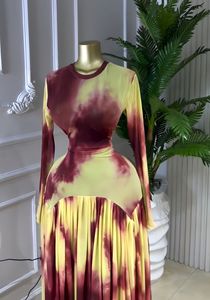 Vestido Maxi con Estampado Abstracto Tie-Dye <span class=keywords><strong>para</strong></span> Mujer, Cuello Redondo, Manga Larga, Vestido <span class=keywords><strong>de</strong></span> <span class=keywords><strong>Noche</strong></span> Fluido, <span class=keywords><strong>Ropa</strong></span> <span class=keywords><strong>de</strong></span> Mujer, Moda Sehe - Product Image 4