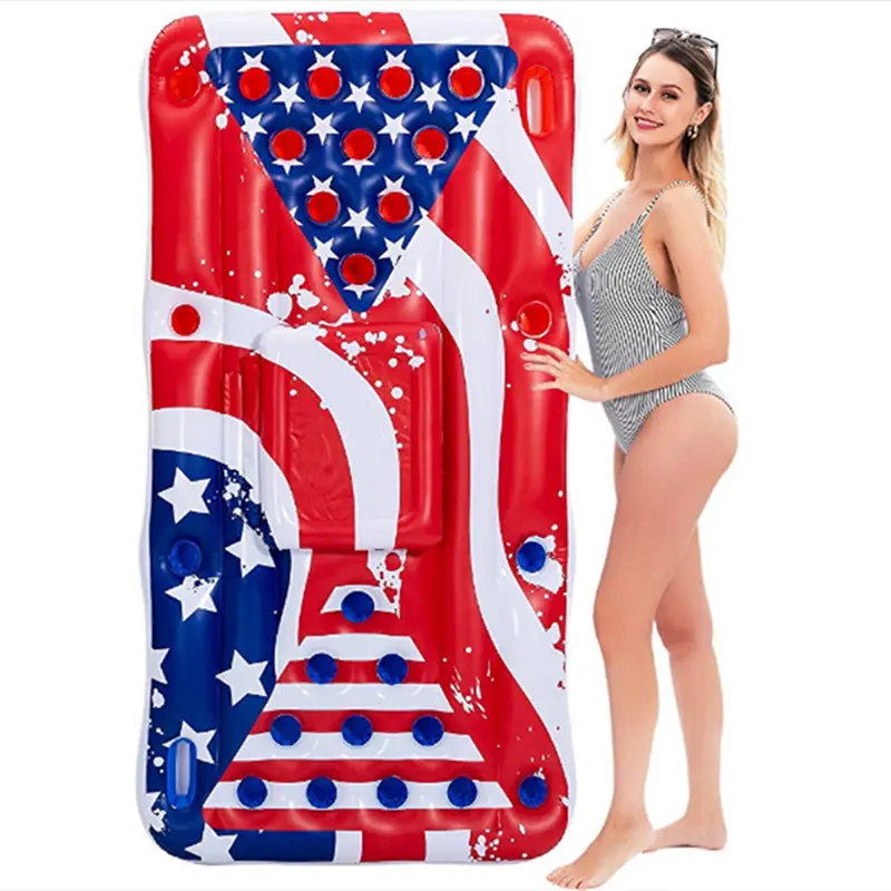 OEM personalizado piscina fiesta salón inflable cerveza Pong flotadores flotante PVC cerveza Pong mesa de billar