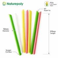 Pailles compostables certifiées BPI en PLA, 8 couleurs, 12 mm de large, pour bubble tea, vente en gros directe d'usine