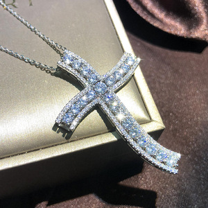 Europa y los Estados Unidos nuevo collar cruzado hombres y mujeres colgante de circón Cadena de clavícula transfronteriza opción más vendida - Product Image 2