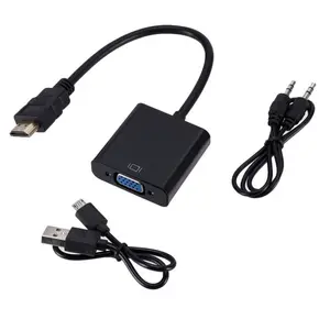 كابل محول HDMI إلى VGA مع طاقة مايكرو USB وكابل مقبس الصوت 3.5 ملم محول ذكر إلى أنثى 1080P لـ PS4 DVD