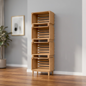 Sturdy Brown Detachable Classic Teak Fruit Box 460x410x250mm Four Layers Living Room Storage Rack <b>Standing</b> Type Organized - Product Image 3