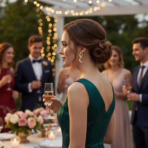 Modernos Pendientes de Aro con Diamantes de Corte Brillante en Oro Amarillo de 10K, Elegante Diseño de Media Luna para Fiestas de Compromiso - Product Image 3