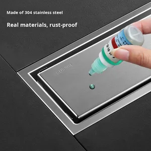 Custom Cross-Border 304 Stainless Steel Rectangular Floor Drain Gold Hidden Extended Modern Design Bathroom - Product Image 3