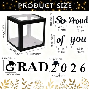 Juego de 4 Cajas de Globos Transparentes Negras con la Palabra GRAD para Decoración de Fiesta de Graduación 2026 - Product Image 3