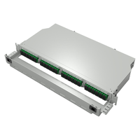 Kotak Terminal Optik Profesional 1U 19-Inch Berbahan Baja Cold Rolled dengan Tray Sambungan 12-Port dan Panel Patch Fiber Optik 5G Warna Hitam