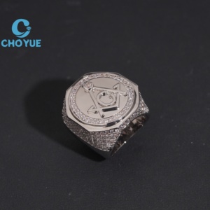 Hot Sale 925 Sterling SilverAG Masonic Moissanite Rings Mens Iced Out Moissanite HipHop Pass Diamond Test in Stock GRA - Product Image 2