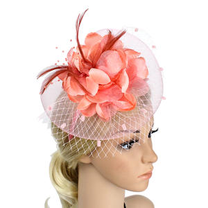 Chapeaux fascinateurs orange Halloween pour femmes avec voile, bandeau à plumes, couvre-chef pour fête du thé, Derby - Product Image 4