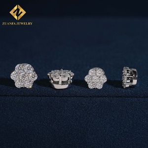 Luxury Sparkling 925 Silver Moissanite Flower Magnetic Stud <b>Earrings</b> Non‑Pierced Clip‑on <b>Earrings</b> Women Fashion Jewelry VVS - Product Image 3