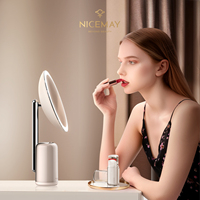 Miroir de maquillage LED pliable plaqué or avec éclairage professionnel, grossissant, pour coiffeuse et cosmétiques