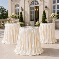 Nappe de table de mariage en satin de soie sur mesure, drapée romantique avec volants, pour la décoration de tables de gâteaux lors de mariages et événements