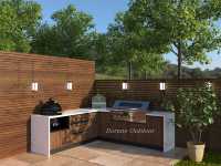 Station de cuisson modulaire pour cuisine extérieure, postes de cuisson à fixation rapide avec emplacement pour évier pré-découpé pour aménagements de jardin en évolution