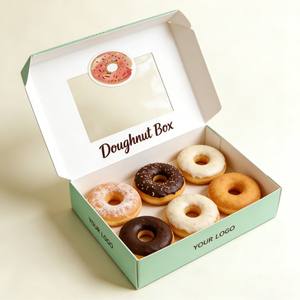 Mejor Precio, Paquete de 6 Cajas para Donuts, Caja de Galletas de Lujo para Panaderías con Logotipo, Caja de Papel para Bocadillos, <span class=keywords><strong>Sushi</strong></span>, Panadería y Galletas con Ventana - Product Image 1