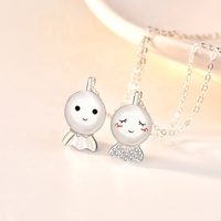 MA41 Collier couple poupée ensoleillée en argent sterling 925 Pendentif amoureux Collier à breloques à facettes pour femmes Cadeaux de Saint-Valentin