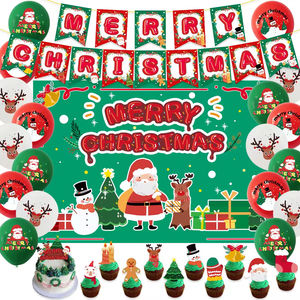 Bannière pliable en papier style rétro Père Noël avec impression numérique pour fêtes de Noël et anniversaires – Fournitures de fête joyeuses - Product Image 1