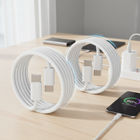 Câble de charge rapide USB C vers Type C 60W PD, couleur macaron, nylon tressé, cordon de synchronisation de données pour iPhone 15, 1M, 2M