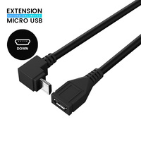 Câble d'extension Micro USB 5 broches à angle droit de 90 degrés personnalisé, plusieurs options de longueur, charge rapide, synchronisation des données, cordon pour les espaces restreints
