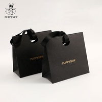 PUPPYSEW Sac en Papier Kraft Lisse Fait Main avec Logo Personnalisé, Sac Shopping, Emballage Cadeau Bijoux