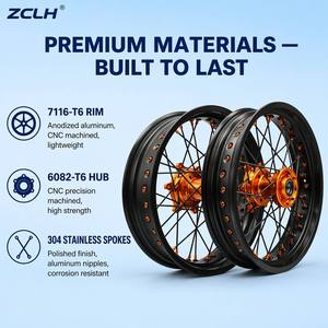 Juego de Ruedas ZCLH 17 <span class=keywords><strong>Supermoto</strong></span>, Aleación CNC, Delantera y Trasera, Compatible con Kawasaki, Honda, Yamaha, Suzuki, <span class=keywords><strong>KTM</strong></span>, Hecho en China - Product Image 4