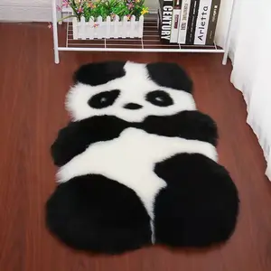 Alfombra de puerta de Panda de dibujos animados, tapete esponjoso Artificial, 90x120cm, colchón
