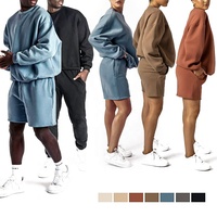 Fabricant de vêtements OEM 100% sweat-shirt à col rond en coton ensemble de sweat-shirt à capuche unisexe surdimensionné personnalisé ensemble de short de survêtement