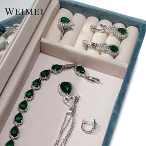 Velours Boîte À Bijoux Anneau Boucle D'oreille Pendentif Collier Bleu Nouvelle Arrivée En Gros - Product Image 5