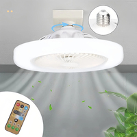 Ventilateur de plafond LED E27 trois couleurs et 6000K, ventilateur de plafond moderne en plastique ABS avec lampe à vis, ventilateurs de plafond LED à intensité constante