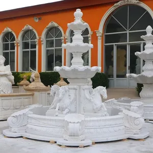 Белый мраморный фонтан со статуей лошади ручной работы из натурального мрамора ручной работы скульптура для наружного декора сада