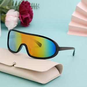 Lunettes de soleil de sport pour hommes, style européen et américain, monture noire, verres PC miroir, protection UV400 - Product Image 3