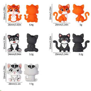Nouvelles perles en silicone 3D motif chat de dessin animé, mignonnes, pour colliers, bijoux DIY, pendentifs, accessoires de perles, perles en vrac, vente en gros - Product Image 2