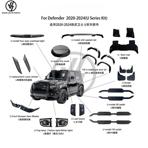 Nouveau kit carrosserie en fibre de carbone sèche noir brillant pour Defender 2020-2024 Série U, comprenant cache-roue, pare-chocs avant et lame aérodynamique - Product Image 1