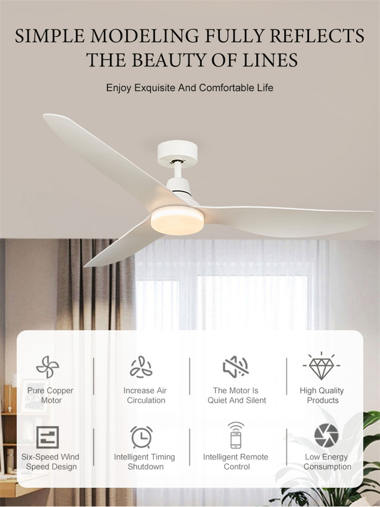 Chinese made matte white interior trim ceiling fan light with light