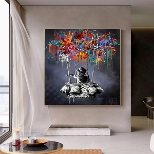 Décoration Murale Moderne « Garçon Ballon » pour la Maison, Peinture à l'Huile Faite Main avec Cadre, Coton 450 GSM, Taille Personnalisée, Idéale pour le Dropshipping - Product Image 2
