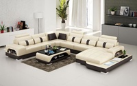 Ensemble de canapés sectionnels en cuir véritable de luxe, meubles modernes pour salon