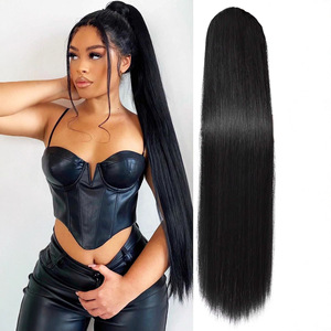 วิกผมหางม้าตรงยาวแบบครอสบอร์เดอร์ 34 นิ้ว เส้นใยคาเนคาลอน ทนความร้อนสูง เหมาะกับทุกรูปหน้า - Product Image 1