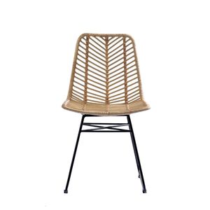 Silla de Comedor Moderna para Jardín, de Mimbre Sintético y Ratán PE, Estilo Contemporáneo Minimalista, con Patas de Metal, para Patio, Restaurante o Cafetería - Product Image 3