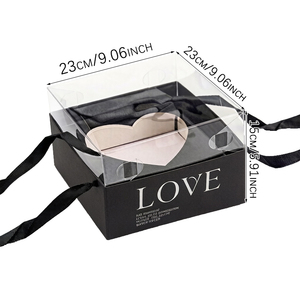 Scatola Regalo Portatile per Fiori, Design Quadrato a Cuore, Confezione per Bouquet da Matrimonio e Festa, Scatole di Carta per Fioristi - Product Image 2