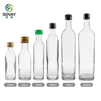 Bouteille en verre pour huile d'olive, sauce soja, vinaigre, distributeur d'huile, ronde, carrée, 100 ml, 150 ml, 200 ml, 500 ml, 750 ml, 1 L