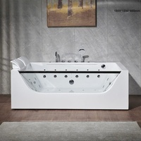 Baignoire autoportante rectangulaire double en acrylique, moderne, de luxe léger, intelligente, avec massage, 22 jets et remous inclus