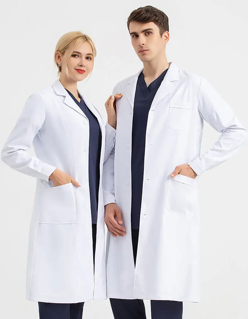 Blouse blanche d'hôpital personnalisée uniforme de médecin gommage médical unisexe blouse de laboratoire
