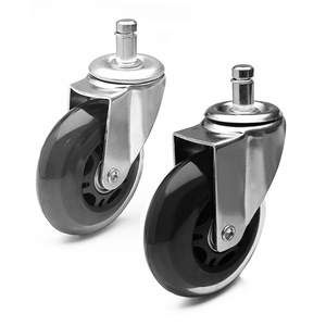 Roulettes de meubles en polyuréthane PU de 3 pouces, pivotantes silencieuses avec tige filetée, roulement à billes de précision, design moderne - Product Image 1