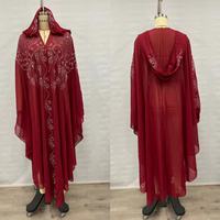 Robes perlées de diamants, châles musulmans, vêtements avec capes à capuche, longues robes et manches chauve-souris pour le Moyen-Orient et l'Afrique